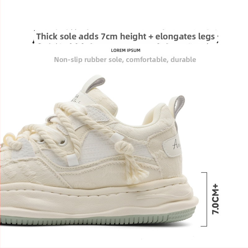 Okko αθλητικά παπούτσια με αύξηση ύψους 7 cm, επάνω μέρος από συνδυασμό υλικών, χαμηλό πάνω μέρος, κορδόνια, καουτσούκ σόλα, πάτος από μικροϊνες δέρματος