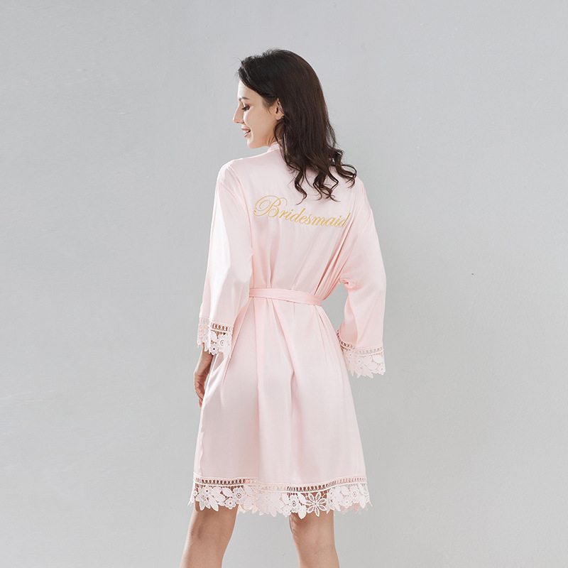 Δαντελένιες νύφης πιτζάμες με καρντάγαν γαλλικού στυλ, πολυεστέρας 95% (εικονική μεταξωτή ύφανση), λεπτή ύφανση, μανίκια 3/4, χωρίς γιακά