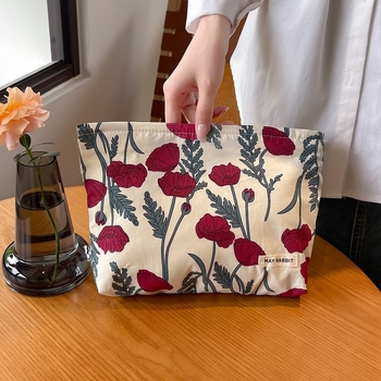 Geantă de cosmetice MAYRABBIT, din bumbac, cu căptușeală din canvas și fermoar