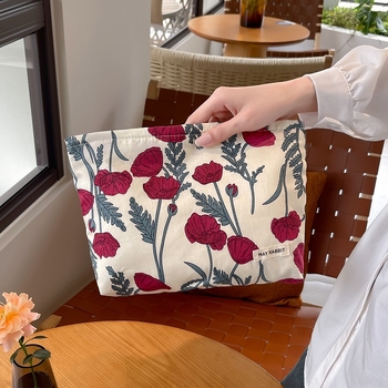 Geantă de cosmetice MAYRABBIT, din bumbac, cu căptușeală din canvas și fermoar