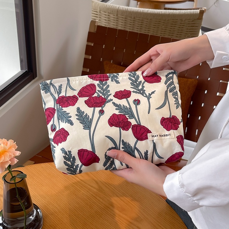 Geantă de cosmetice MAYRABBIT, din bumbac, cu căptușeală din canvas și fermoar