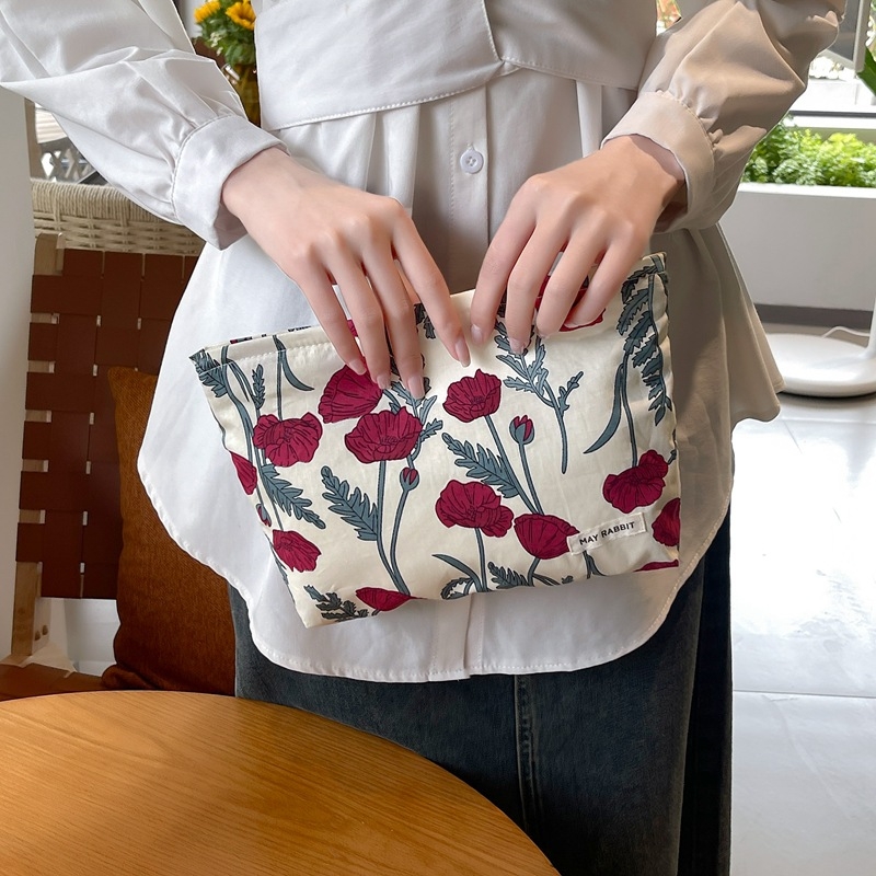 Geantă de cosmetice MAYRABBIT, din bumbac, cu căptușeală din canvas și fermoar