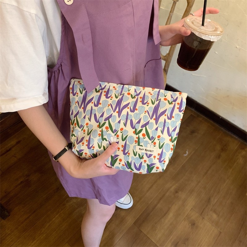 Geantă de cosmetice MAYRABBIT, din bumbac, cu căptușeală din canvas și fermoar