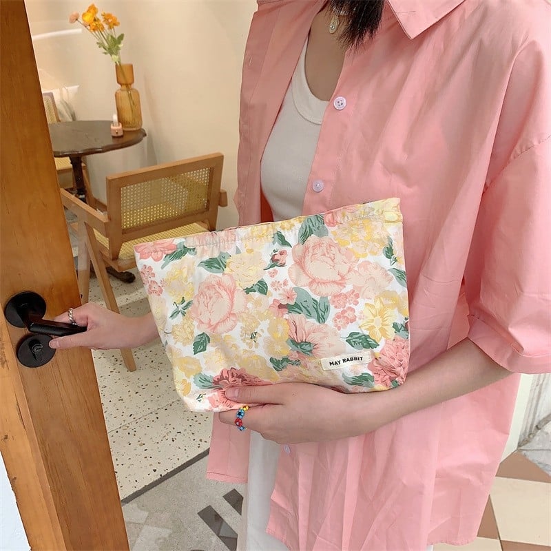 Geantă de cosmetice MAYRABBIT, din bumbac, cu căptușeală din canvas și fermoar