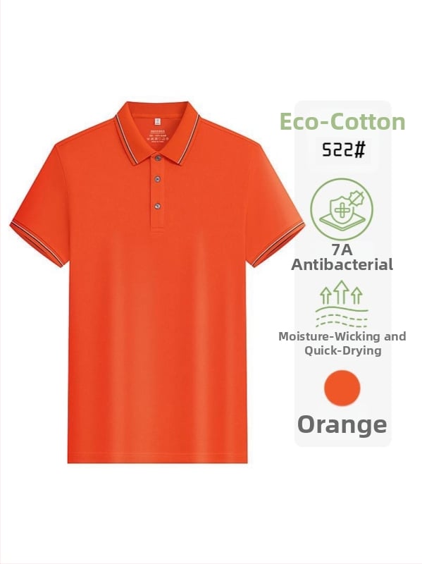 Tricou polo din bumbac ecologic, antibacterian, mânecă scurtă, logo brodat