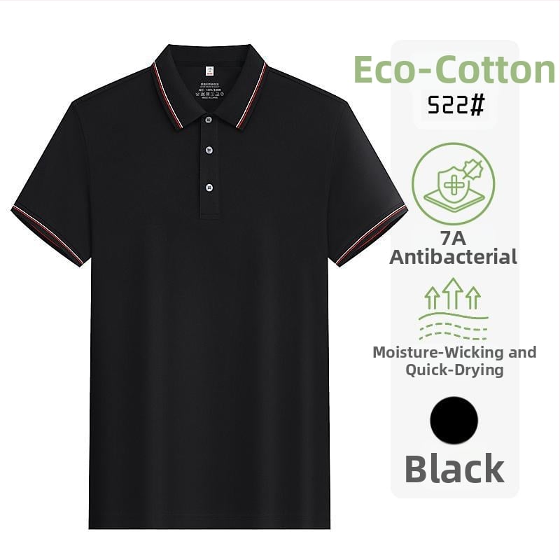 Tricou polo din bumbac ecologic, antibacterian, mânecă scurtă, logo brodat