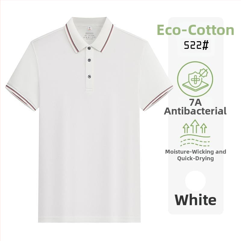 Tricou polo din bumbac ecologic, antibacterian, mânecă scurtă, logo brodat