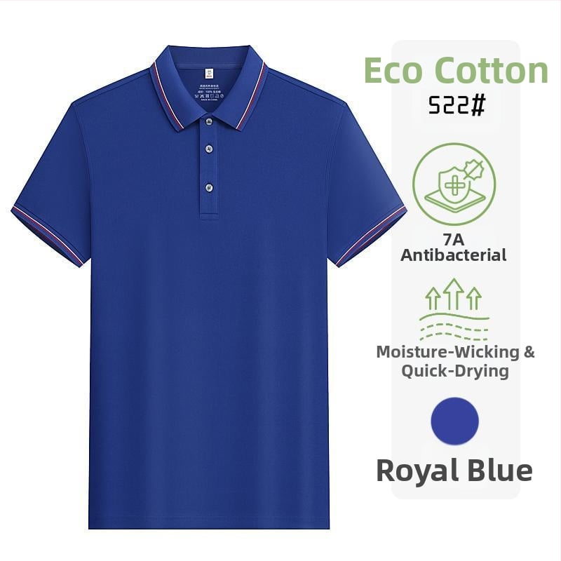 Tricou polo din bumbac ecologic, antibacterian, mânecă scurtă, logo brodat