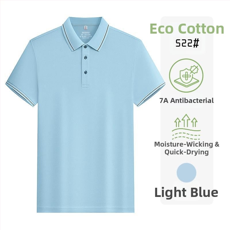 Tricou polo din bumbac ecologic, antibacterian, mânecă scurtă, logo brodat