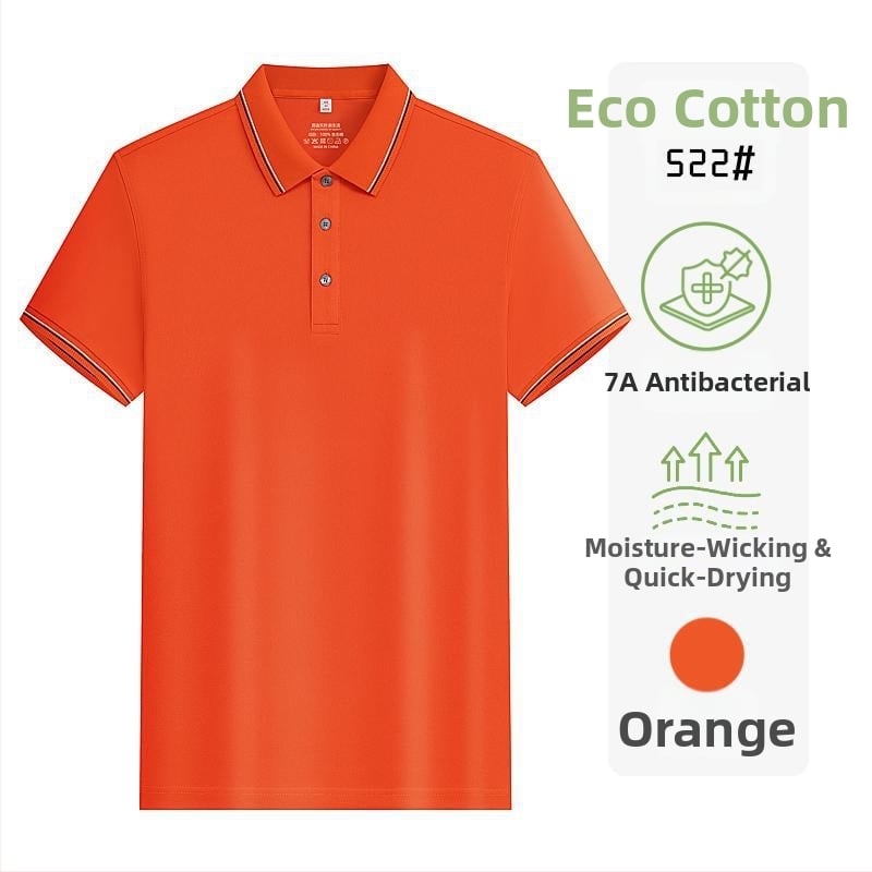 Tricou polo din bumbac ecologic, antibacterian, mânecă scurtă, logo brodat
