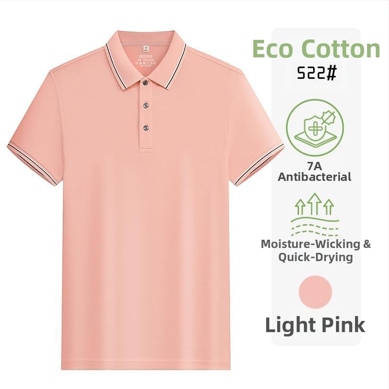 Tricou polo din bumbac ecologic, antibacterian, mânecă scurtă, logo brodat