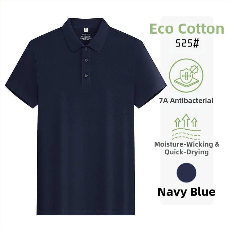 Tricou polo din bumbac ecologic, antibacterian, mânecă scurtă, logo brodat