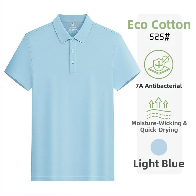 Tricou polo din bumbac ecologic, antibacterian, mânecă scurtă, logo brodat