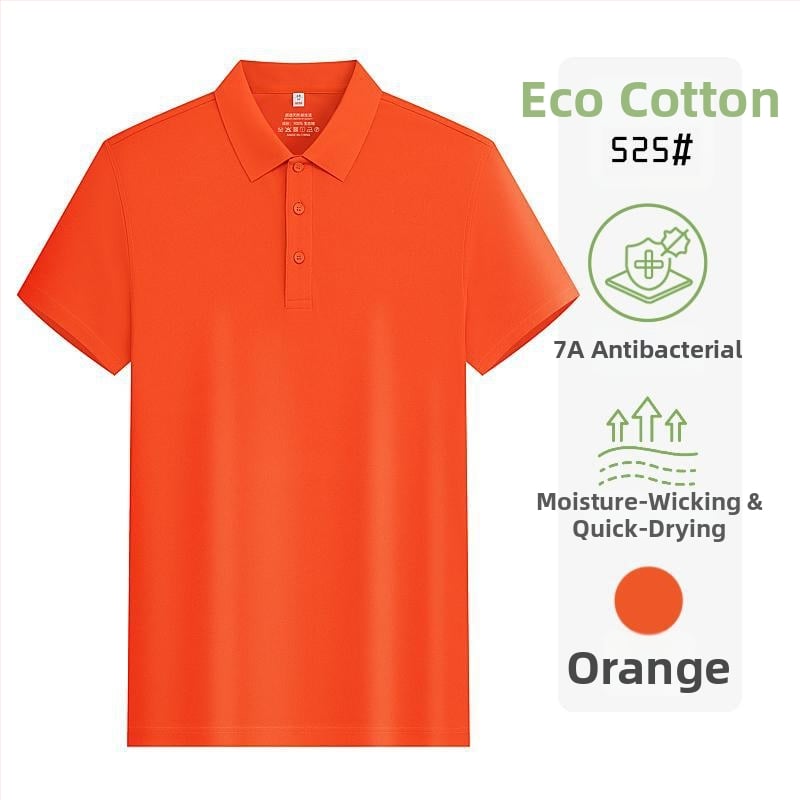 Tricou polo din bumbac ecologic, antibacterian, mânecă scurtă, logo brodat
