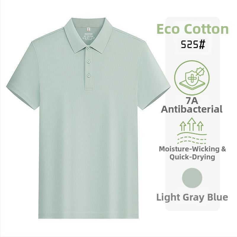 Tricou polo din bumbac ecologic, antibacterian, mânecă scurtă, logo brodat