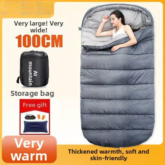 Spací vak pre dospelých, vonkajší, široký a hrubý, všetky ročné obdobia, prenosný, obálkový dizajn; materiál: nylon; podšívka: polyester-bavlna