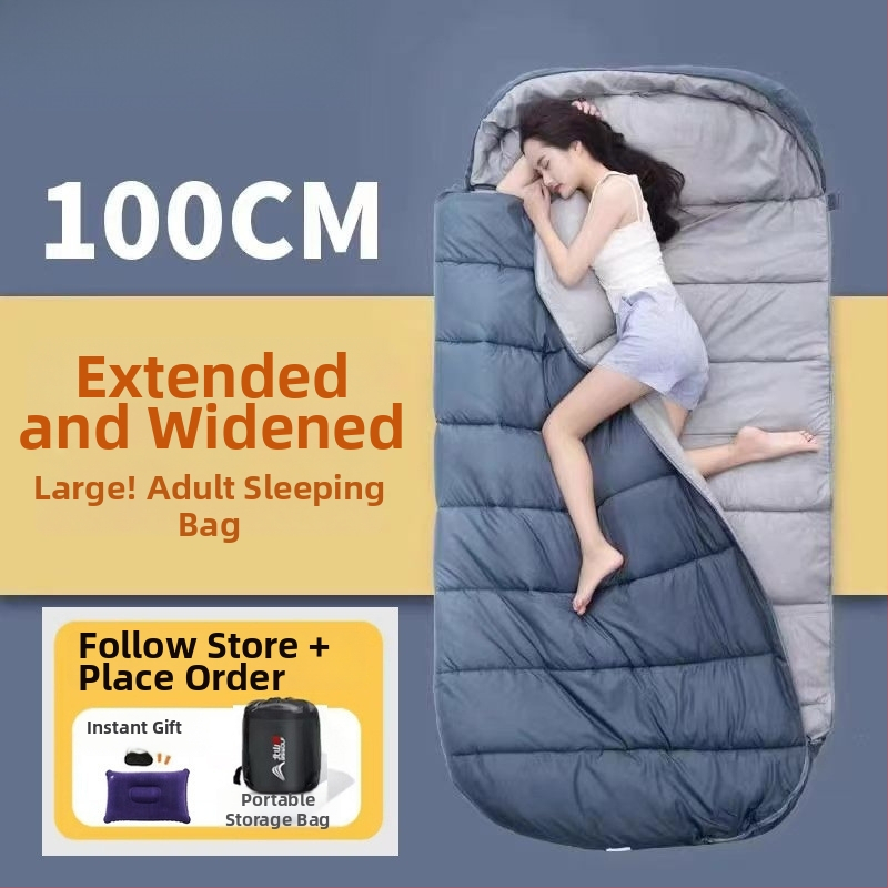 Spací vak pre dospelých, vonkajší, široký a hrubý, všetky ročné obdobia, prenosný, obálkový dizajn; materiál: nylon; podšívka: polyester-bavlna