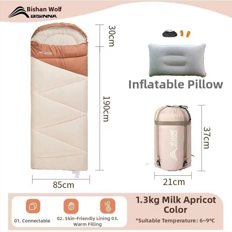 Spací vak pre dospelých, vonkajší, široký a hrubý, všetky ročné obdobia, prenosný, obálkový dizajn; materiál: nylon; podšívka: polyester-bavlna