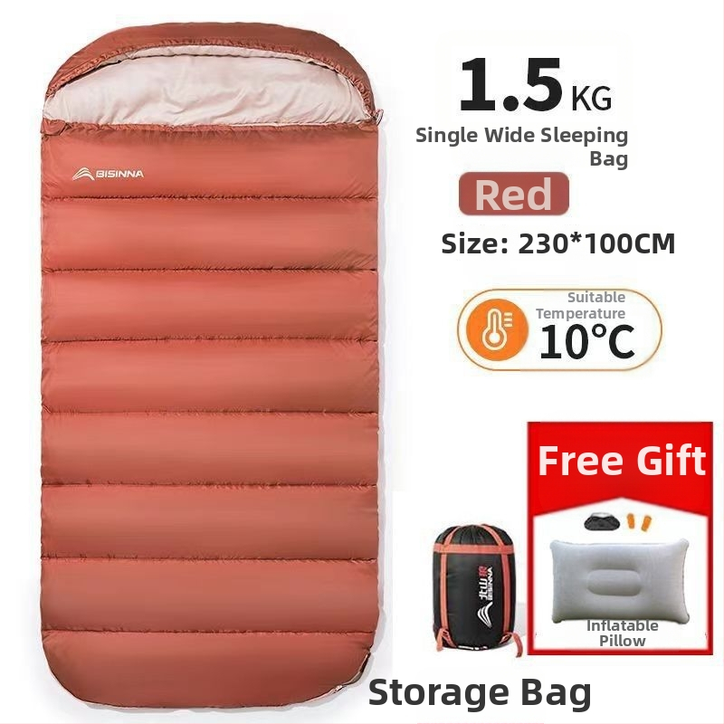 Spací vak pre dospelých, vonkajší, široký a hrubý, všetky ročné obdobia, prenosný, obálkový dizajn; materiál: nylon; podšívka: polyester-bavlna