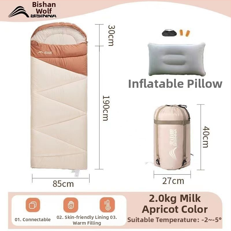 Spací vak pre dospelých, vonkajší, široký a hrubý, všetky ročné obdobia, prenosný, obálkový dizajn; materiál: nylon; podšívka: polyester-bavlna