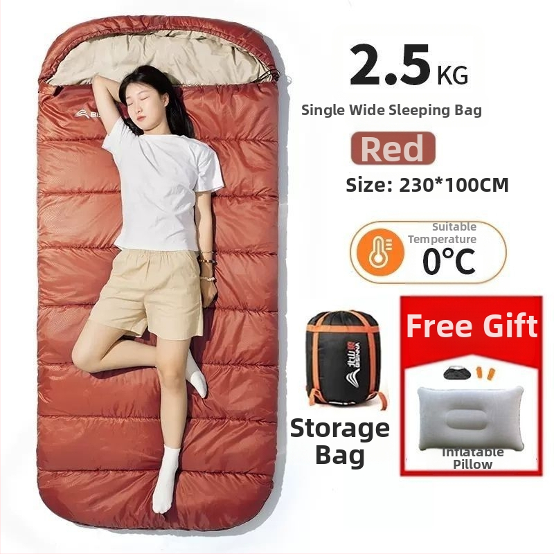 Spací vak pre dospelých, vonkajší, široký a hrubý, všetky ročné obdobia, prenosný, obálkový dizajn; materiál: nylon; podšívka: polyester-bavlna