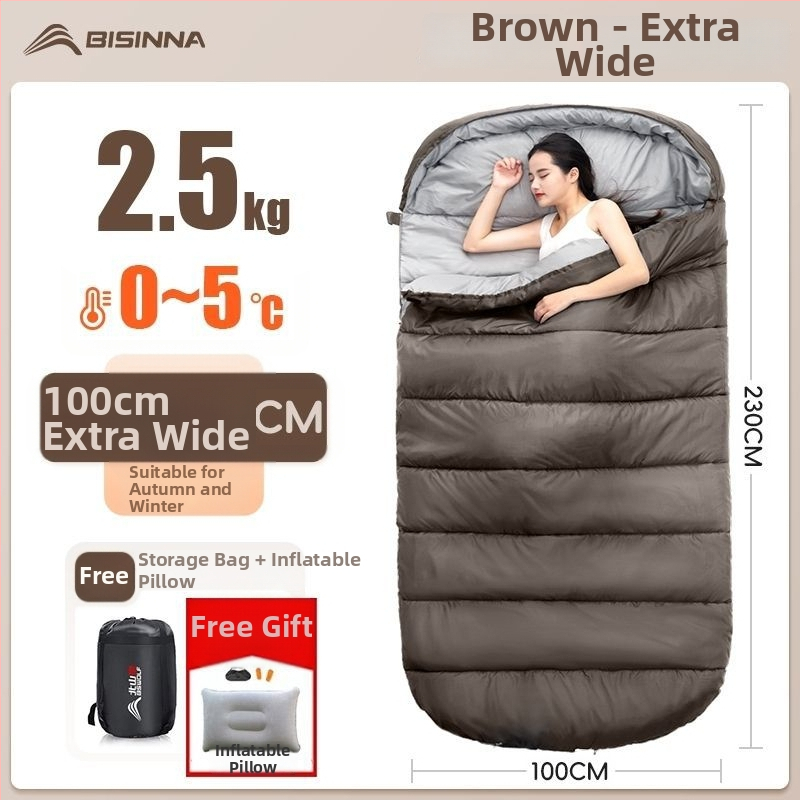 Spací vak pre dospelých, vonkajší, široký a hrubý, všetky ročné obdobia, prenosný, obálkový dizajn; materiál: nylon; podšívka: polyester-bavlna