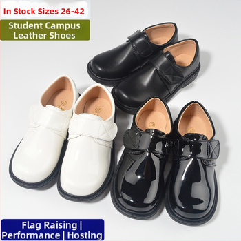 Chlapčenské PU kožené topánky s Velcro zapínaním, gumová podrážka, protišmykové, bežný štýl