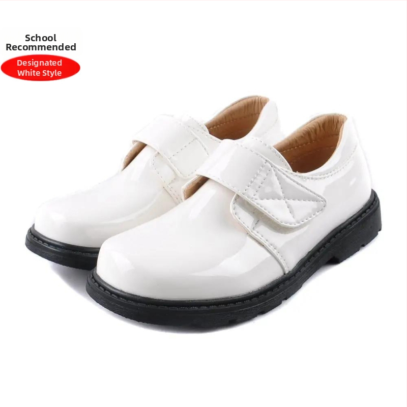 Chlapčenské PU kožené topánky s Velcro zapínaním, gumová podrážka, protišmykové, bežný štýl