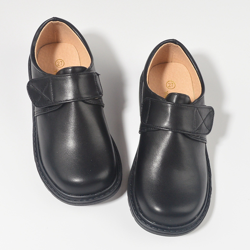 Chlapčenské PU kožené topánky s Velcro zapínaním, gumová podrážka, protišmykové, bežný štýl