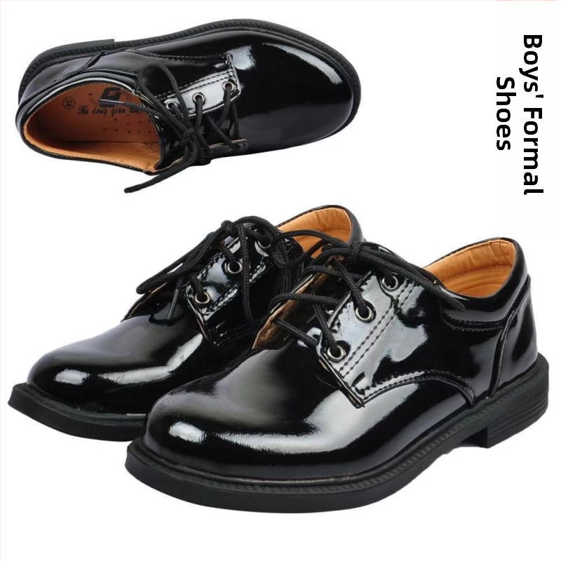 Chlapčenské PU kožené topánky s Velcro zapínaním, gumová podrážka, protišmykové, bežný štýl