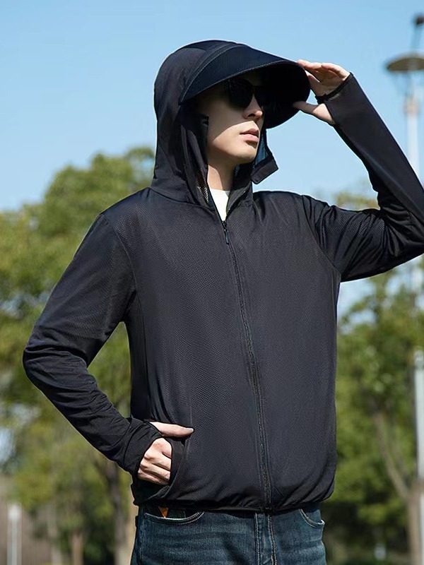 Vonkajšia vetrovka s kapucňou, odnímateľná, UPF50+ UV ochrana, priedušná, rýchloschnúca