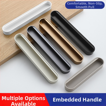 Κρυφή ενσωματωμένη λαβή για πόρτες ντουλαπιών — Αλουμινίου κράμα, επίστρωση με ψεκασμό, μοντέρνο μινιμαλιστικό στυλ