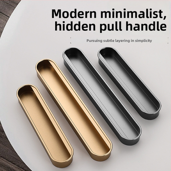 Κρυφή ενσωματωμένη λαβή για πόρτες ντουλαπιών — Αλουμινίου κράμα, επίστρωση με ψεκασμό, μοντέρνο μινιμαλιστικό στυλ