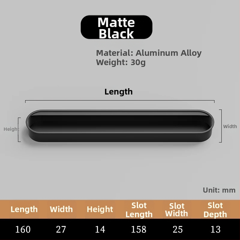 Κρυφή ενσωματωμένη λαβή για πόρτες ντουλαπιών — Αλουμινίου κράμα, επίστρωση με ψεκασμό, μοντέρνο μινιμαλιστικό στυλ
