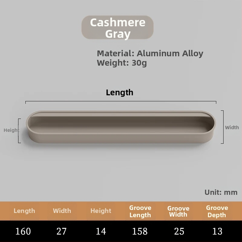 Κρυφή ενσωματωμένη λαβή για πόρτες ντουλαπιών — Αλουμινίου κράμα, επίστρωση με ψεκασμό, μοντέρνο μινιμαλιστικό στυλ