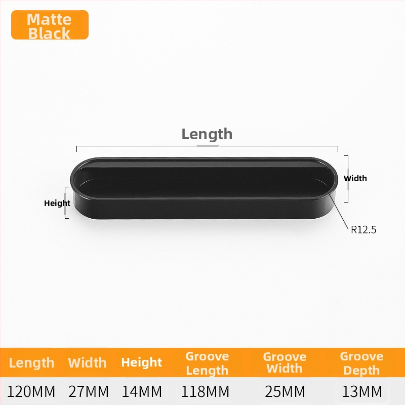 Κρυφή ενσωματωμένη λαβή για πόρτες ντουλαπιών — Αλουμινίου κράμα, επίστρωση με ψεκασμό, μοντέρνο μινιμαλιστικό στυλ