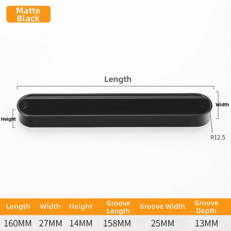 Κρυφή ενσωματωμένη λαβή για πόρτες ντουλαπιών — Αλουμινίου κράμα, επίστρωση με ψεκασμό, μοντέρνο μινιμαλιστικό στυλ