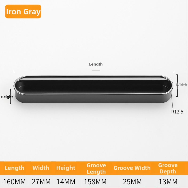 Κρυφή ενσωματωμένη λαβή για πόρτες ντουλαπιών — Αλουμινίου κράμα, επίστρωση με ψεκασμό, μοντέρνο μινιμαλιστικό στυλ