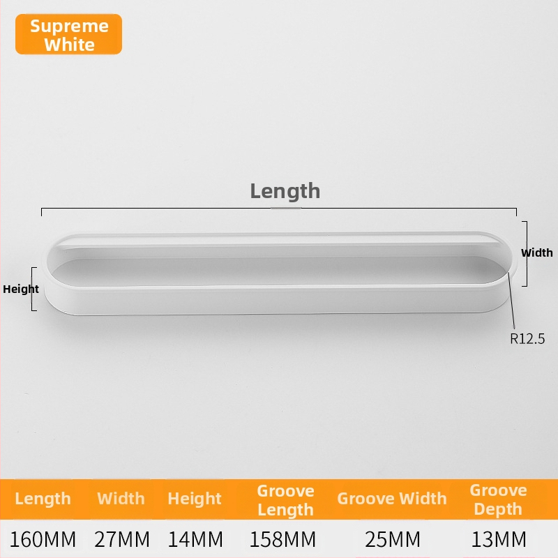 Κρυφή ενσωματωμένη λαβή για πόρτες ντουλαπιών — Αλουμινίου κράμα, επίστρωση με ψεκασμό, μοντέρνο μινιμαλιστικό στυλ