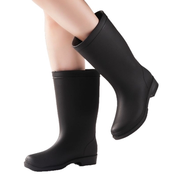 Ženske visoke PVC čizme za kišu s fleece podstavom, vodootporne i protuklizne, s malim petom 1-3 cm, za sve sezone