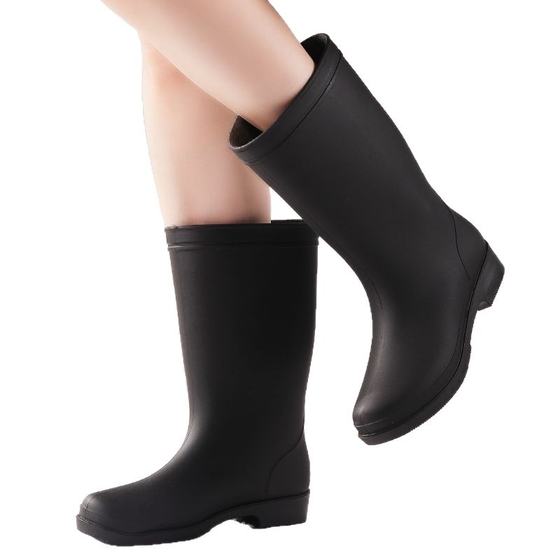 Ženske visoke PVC čizme za kišu s fleece podstavom, vodootporne i protuklizne, s malim petom 1-3 cm, za sve sezone