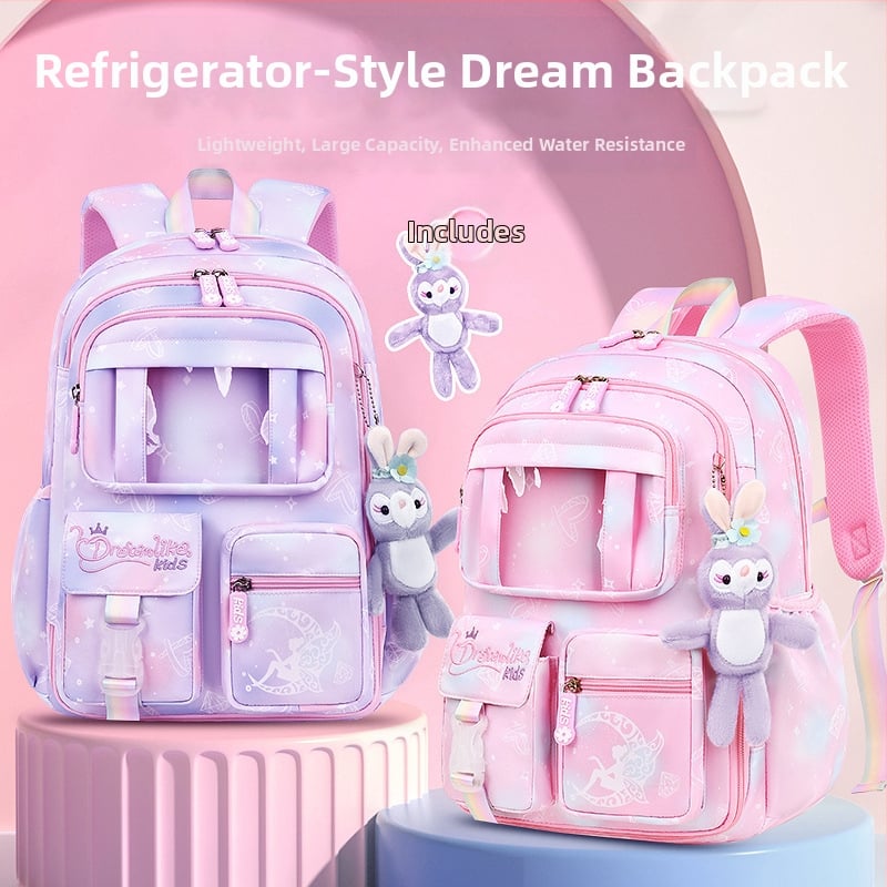 Ghiozdan pentru școală pentru fete din Oxford — respirabil, ultra-ușor, reduce sarcina, model gradient, bretele curbate