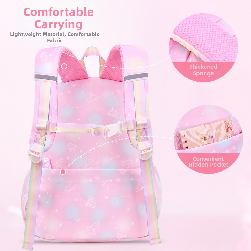 Školský batoh pre dievčatá z Oxfordu — priedušný, ultra ľahký, znižuje záťaž, gradientný vzor, zakrivené ramenné popruhy