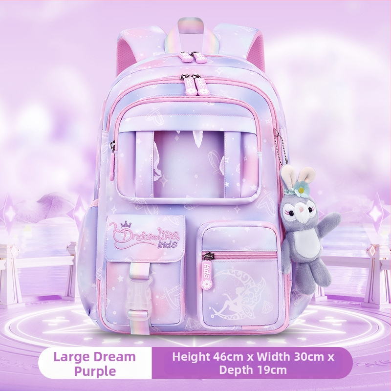 Ghiozdan pentru școală pentru fete din Oxford — respirabil, ultra-ușor, reduce sarcina, model gradient, bretele curbate