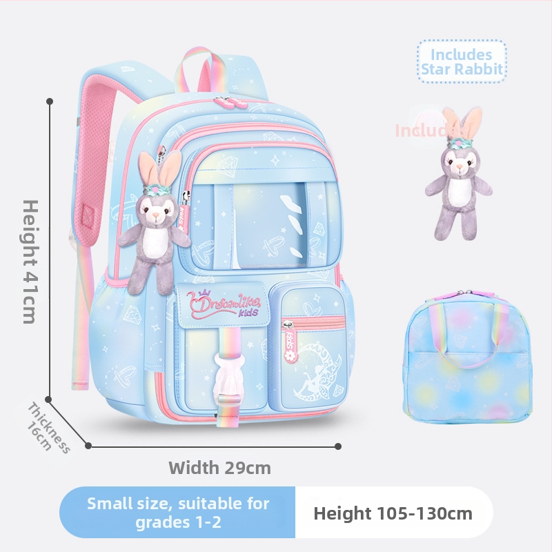 Ghiozdan pentru școală pentru fete din Oxford — respirabil, ultra-ușor, reduce sarcina, model gradient, bretele curbate