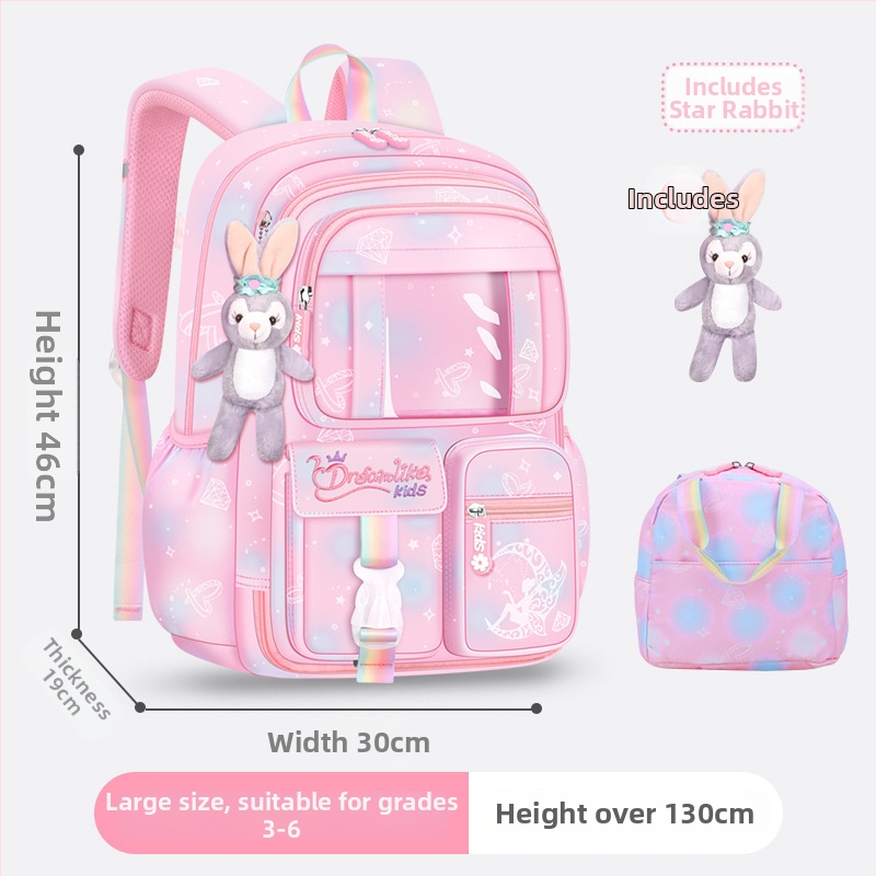 Ghiozdan pentru școală pentru fete din Oxford — respirabil, ultra-ușor, reduce sarcina, model gradient, bretele curbate