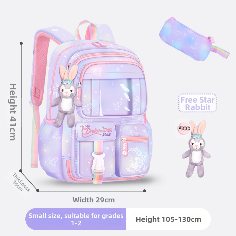 Ghiozdan pentru școală pentru fete din Oxford — respirabil, ultra-ușor, reduce sarcina, model gradient, bretele curbate