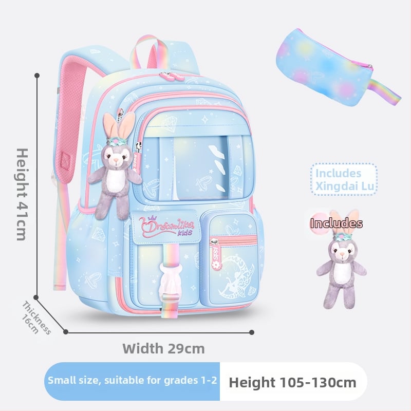 Ghiozdan pentru școală pentru fete din Oxford — respirabil, ultra-ușor, reduce sarcina, model gradient, bretele curbate