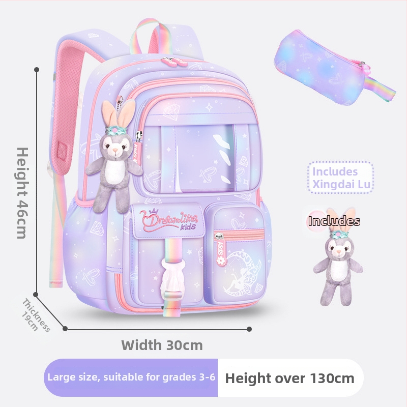 Ghiozdan pentru școală pentru fete din Oxford — respirabil, ultra-ușor, reduce sarcina, model gradient, bretele curbate