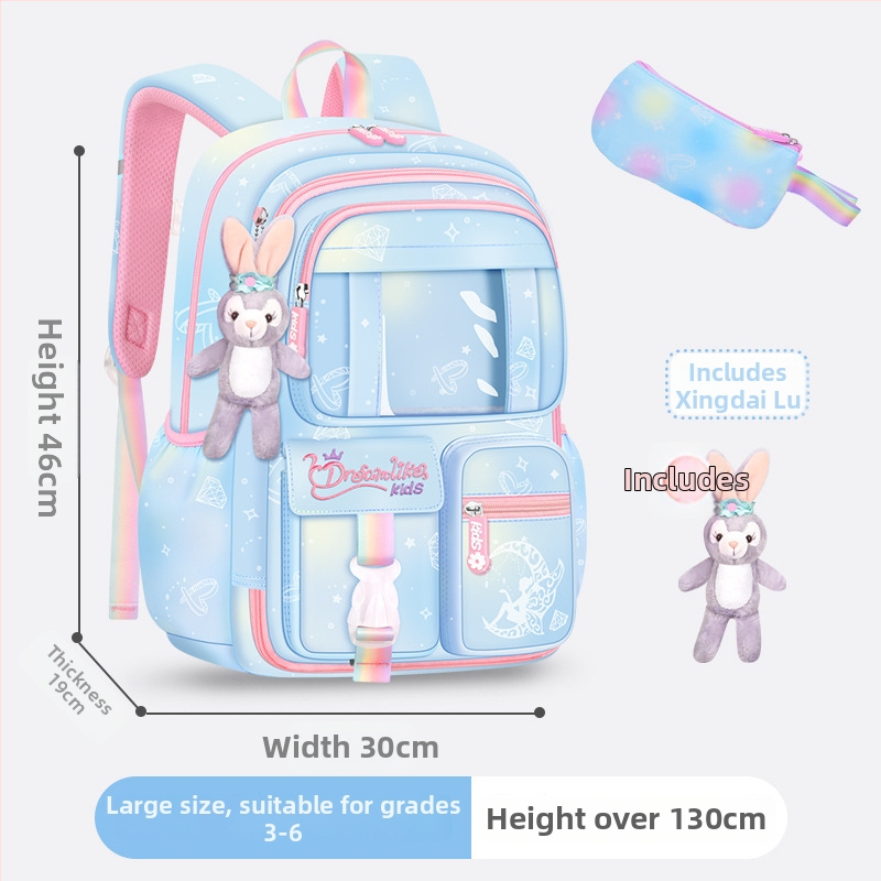 Ghiozdan pentru școală pentru fete din Oxford — respirabil, ultra-ușor, reduce sarcina, model gradient, bretele curbate